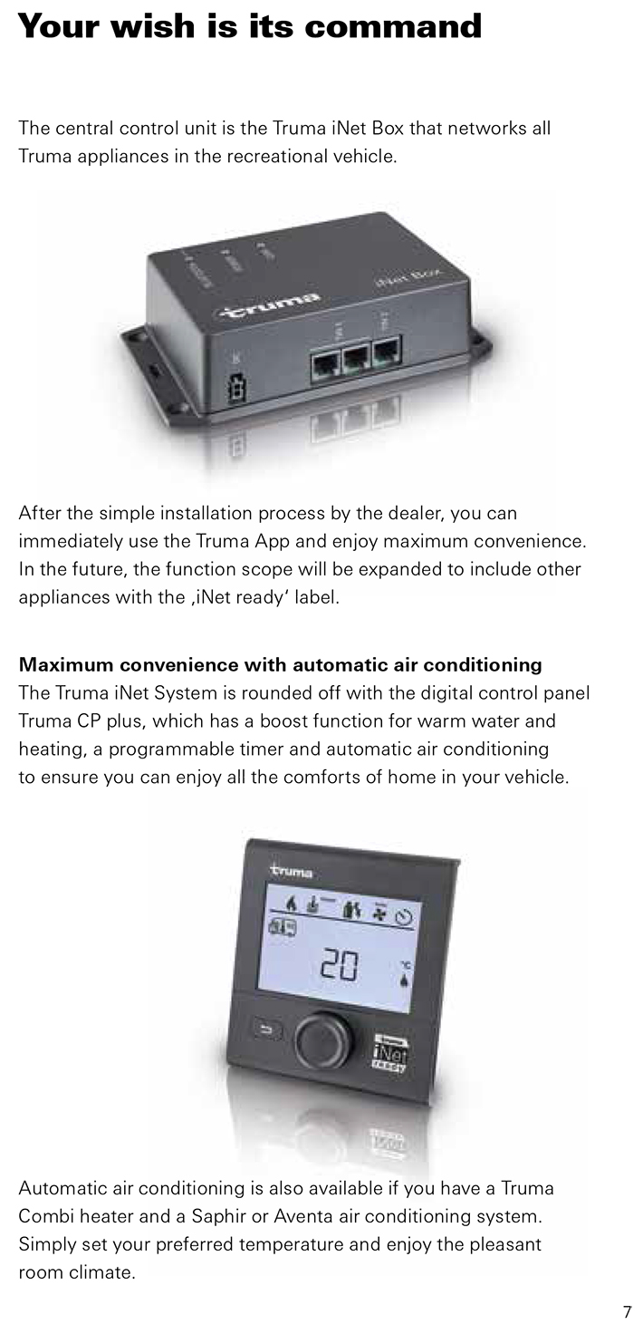 Truma iNet for Adventa air conditioning combi boiler and saphir air conditioning page 7